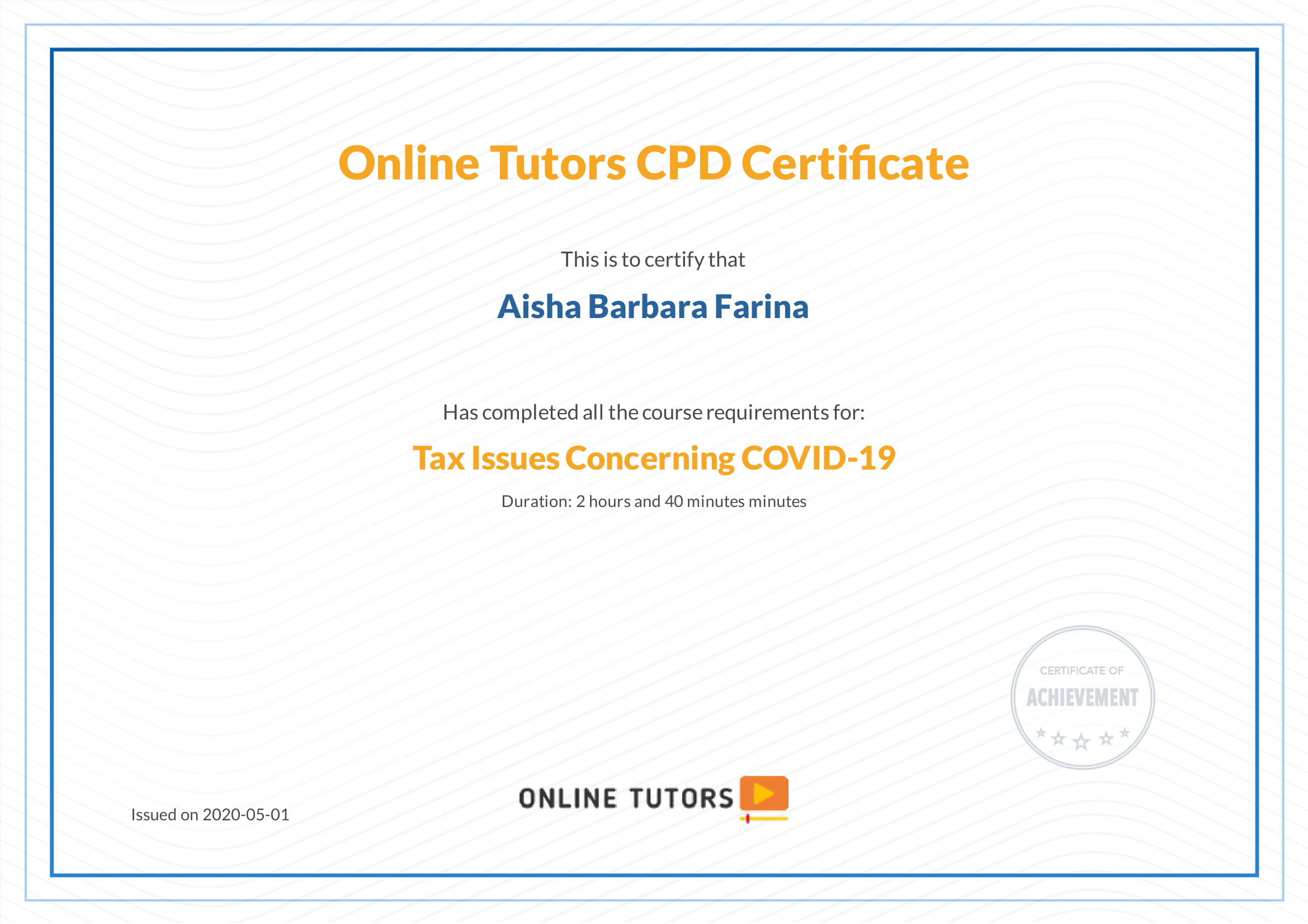 Aisha Barbara Farina - TAX ISSUES covid-1